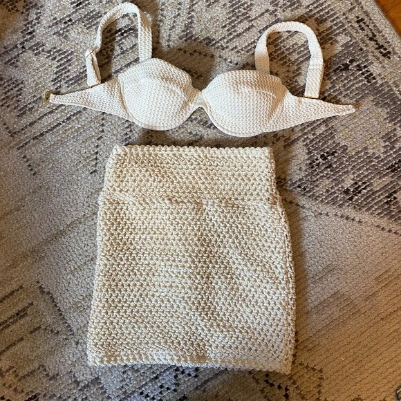 montce bone crochet bodycon skirt cover up L - Picture 1 of 2